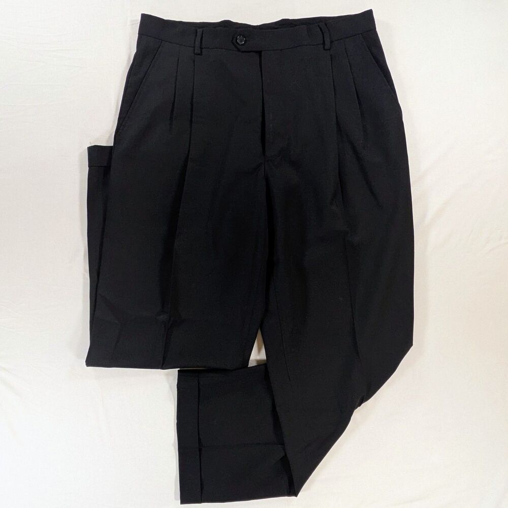 Kirkland Signature Wool Dress Pants Men 34x30 Black Made in Italy